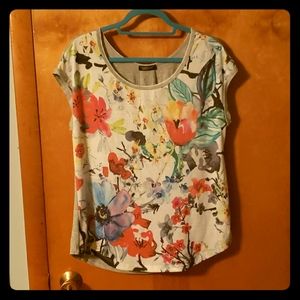 Painting Flower Print Tee, NWOT, Large